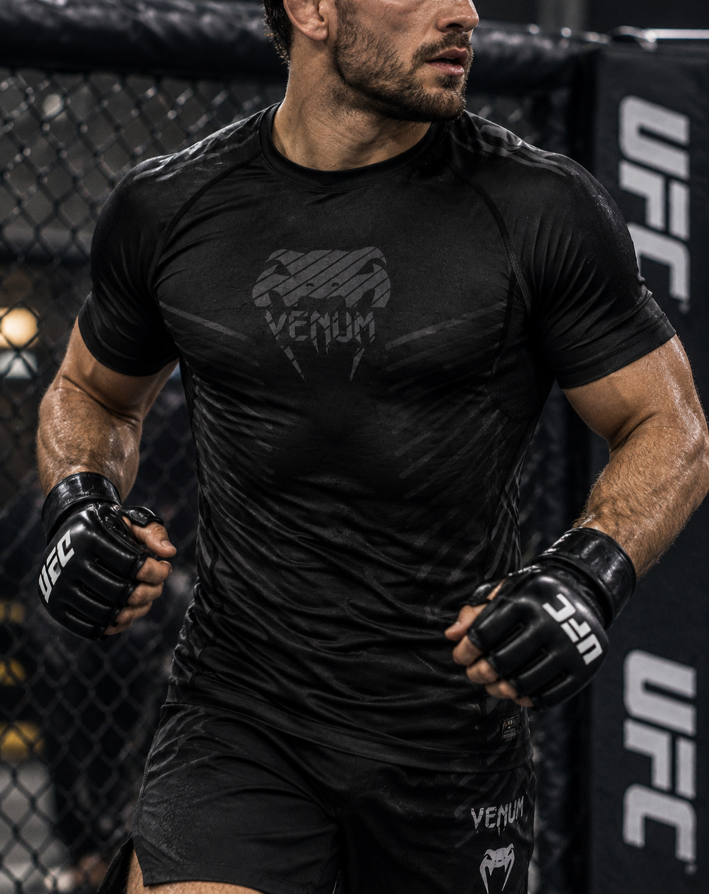 Venum Plasma Rashguard Compression Shirt Mens 2XL Black NWT MMA BJJ UFC Gym